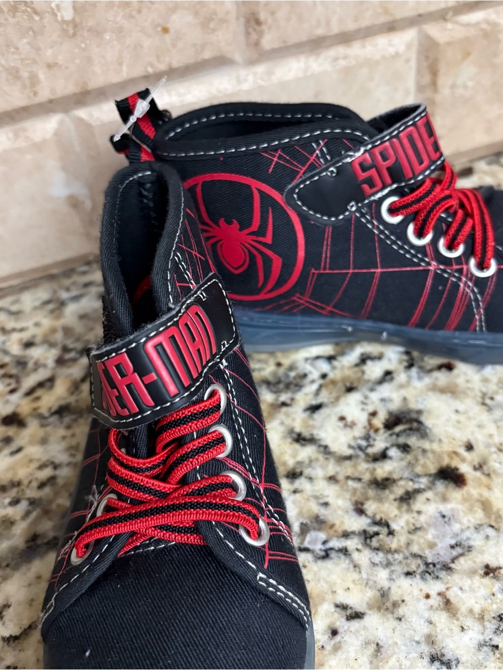 Marvel Black and Red Kids Sneakers with Spider Emblem